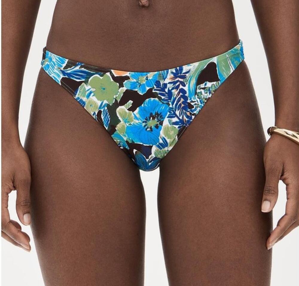 Tanya Taylor Valencia Bikini Bottom Tropical Floral Print Blue Green MEDIUM NEW